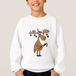 T-shirt Alces do Natal do divertimento com bastão e