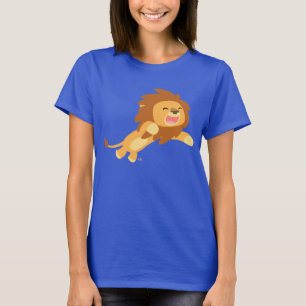 T-shirt alegre bonito das mulheres do leão dos