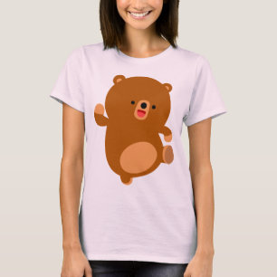 T-shirt alegre bonito das mulheres do urso dos