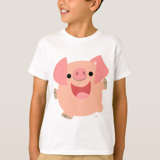 T-shirt alegre das crianças do porco dos desenhos