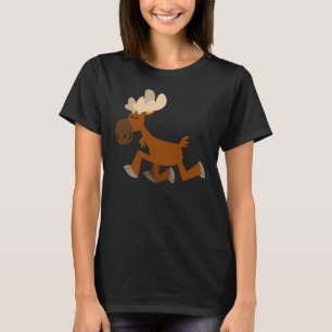 T-shirt alegre das mulheres dos alces dos desenhos