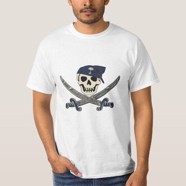 T-shirt alegre de Roger do pirata de Carolina (Frente)