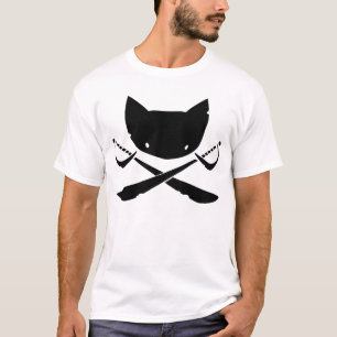 T-shirt alegre do pirata do gatinho