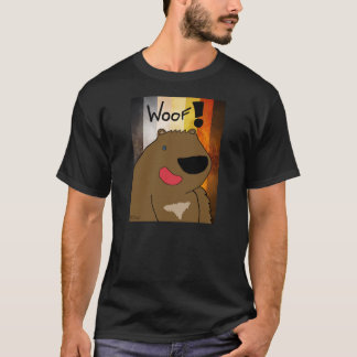 T-shirt alegre do Woof do urso dos desenhos