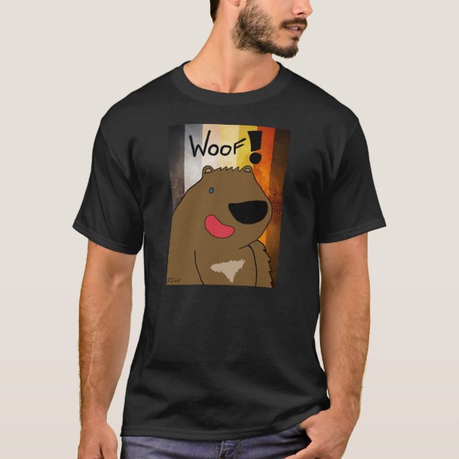 T-shirt alegre do Woof do urso dos desenhos (Frente)