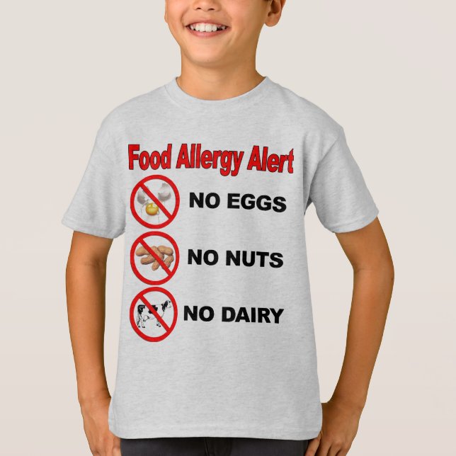 T-shirt Alerta da alergia de comida (Frente)