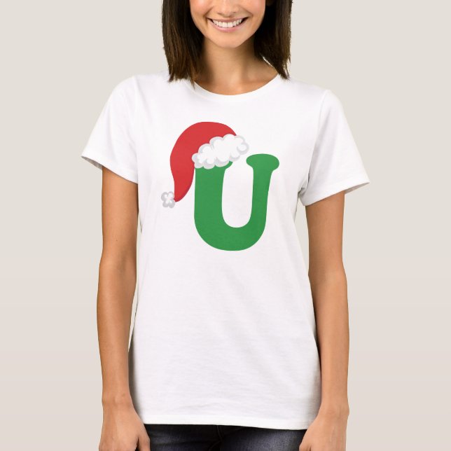 T-shirt Alfabeto da letra U do Natal (Frente)