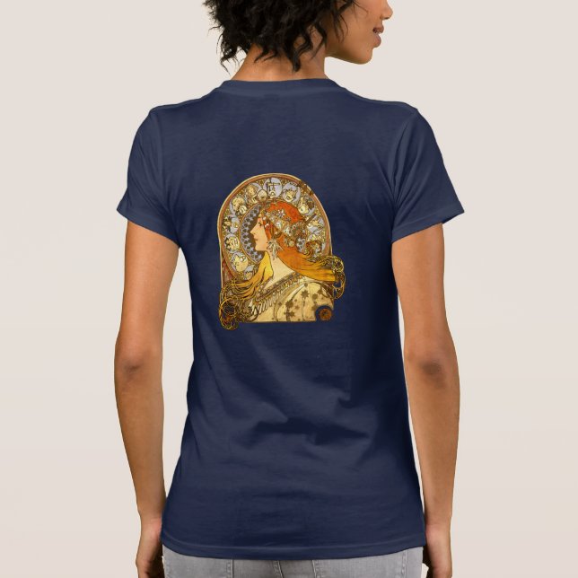 T-shirt Alfonse Mucha Zodiac Art Nouveau Mulher (Verso)