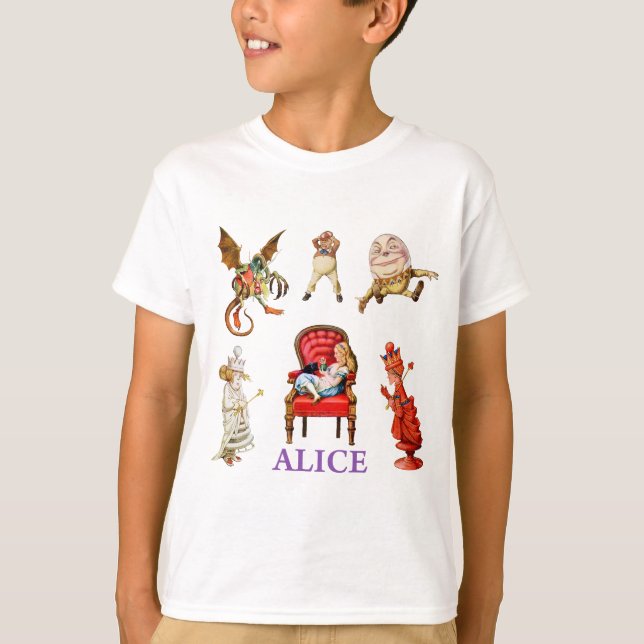 T-shirt Alice através do espelho e dos amigos (Frente)