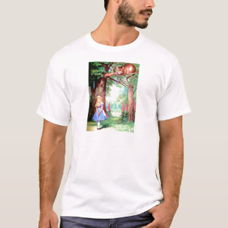 T-shirt Alice e o gato de Cheshire no país das maravilhas