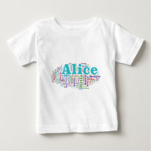 T-shirt Alice na nuvem da palavra do país das maravilhas