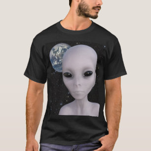 T-shirt Alienígena do Extraterrestrial com terra no fundo