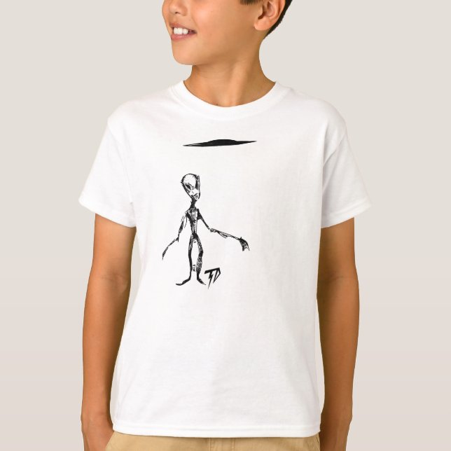 T-shirt Alienígena lunática com o UFO dos pires de vôo (Frente)