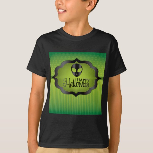 T-shirt Alienígena verde Halloween (Frente)