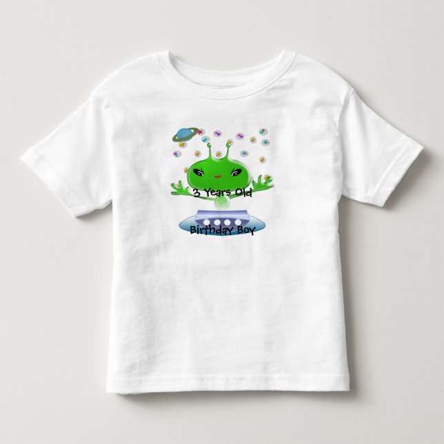 T-shirt Aliens de Espaço Exterior Verde e Bonito com Embar (Frente)