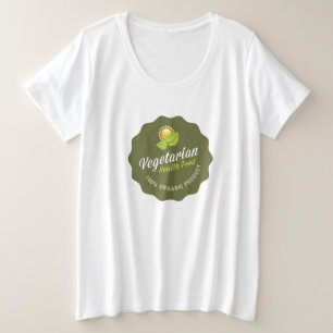 T-shirt Alimento Saudável Vegetariano Sinal Verde 100% Org