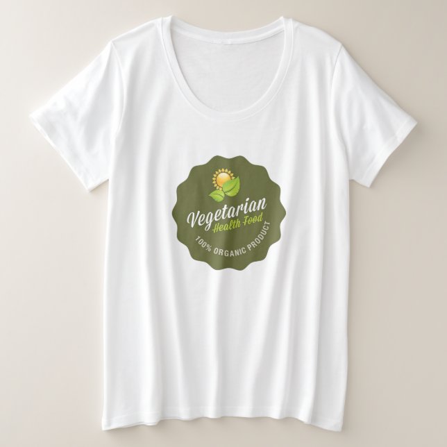 T-shirt Alimento Saudável Vegetariano Sinal Verde 100% Org (Frente do Design)