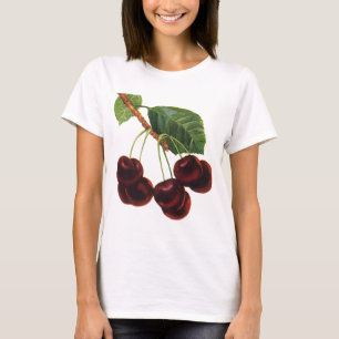 T-shirt Alimentos de Frutas Vintage, Cerejas Maduras de um