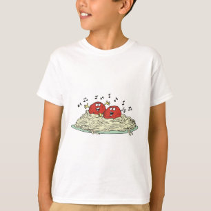 T-shirt almôndegas cantando no espaguete