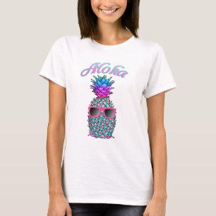 T-shirt Aloha-Havaiana-de-abacaxi colorida