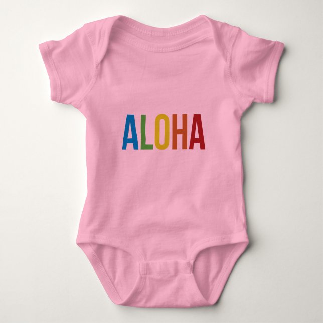 T-shirt Aloha Rainbow Pink (Frente)