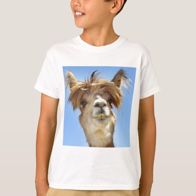 T-shirt Alpaca com cabelo louco (Frente)