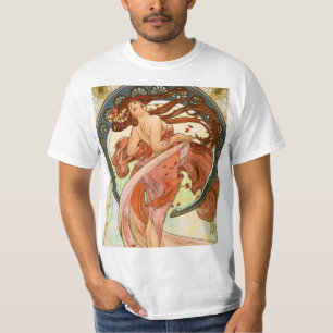 T-shirt Alphonse Mucha - arte feminino de Nouveau - dança