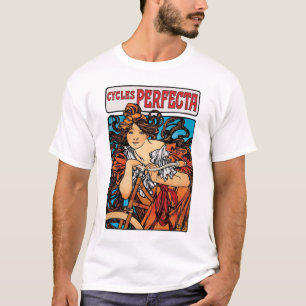 T-shirt Alphonse Mucha - Cycles Perfecta Arte Novo Retrô