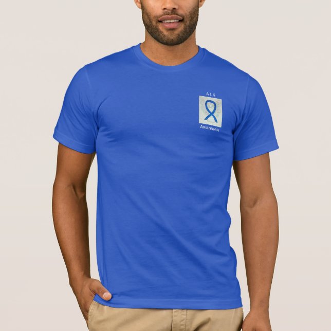 T-shirt ALS Consciência Blue Ribbon Angel Custom Tee (Frente)