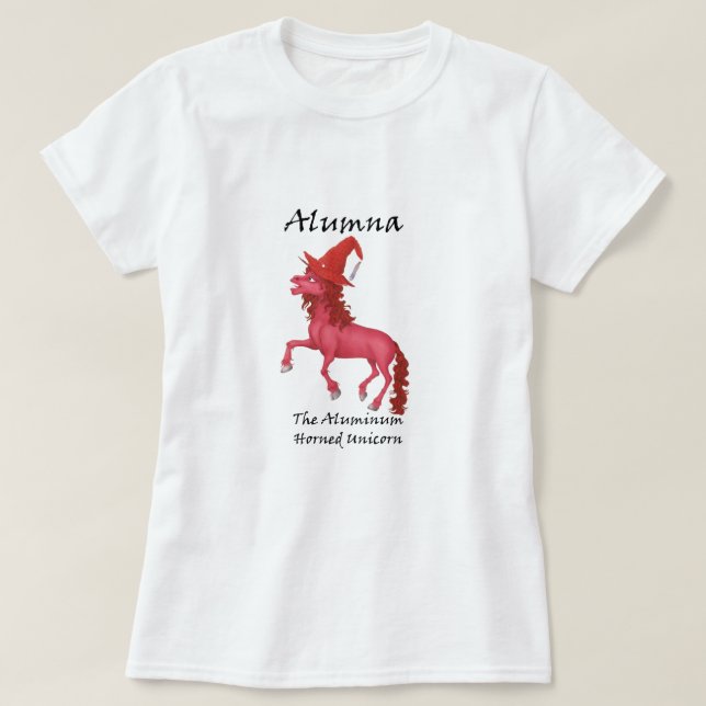 T-shirt Alumna A Camiseta-Tee-Shirt Unicórnio De Alumínio (Frente do Design)