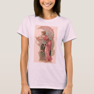 T-SHIRT ALVOS / SENHORA DA LUA COM FLORES EM PINCO