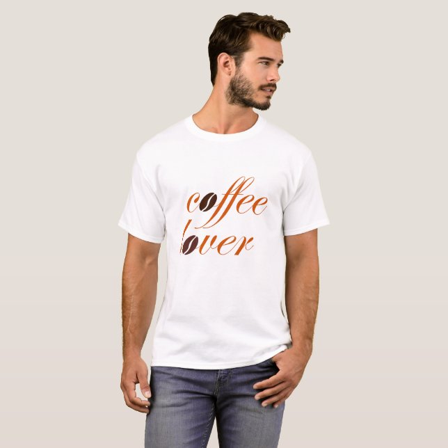 T-shirt Amante de café. Feijão. Design de texto (Frente Completa)