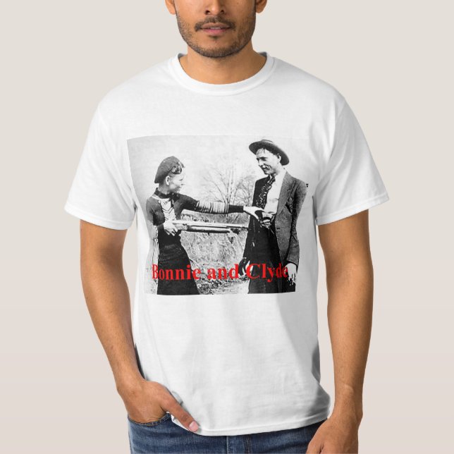 T-shirt Amantes cruzados estrela Bonnie e de Clyde ou que (Frente)