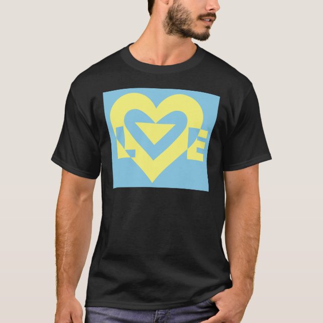 T-shirt Amarelo de Amor em Azul (Frente)