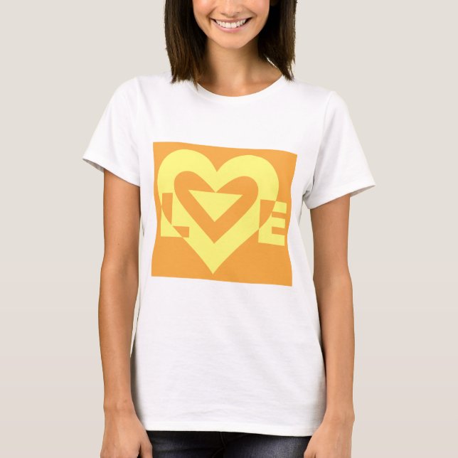 T-shirt Amarelo de Amor em Laranja (Frente)