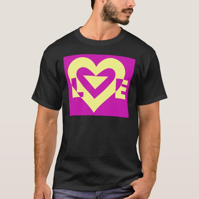 T-shirt Amarelo de amor em roxo (Frente)