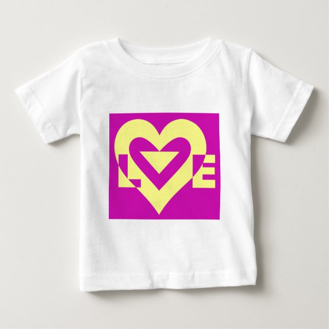 T-shirt Amarelo de amor em roxo (Frente)