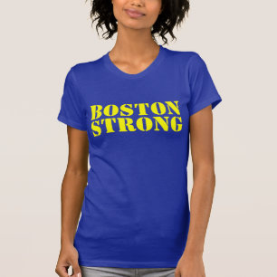 T-shirt amarelo de BOSTON e azul FORTE do estênci