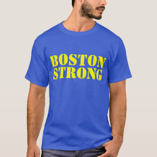 T-shirt amarelo de BOSTON e azul FORTE do estênci