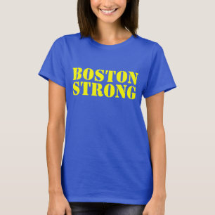 T-shirt amarelo de BOSTON e azul FORTE do estênci