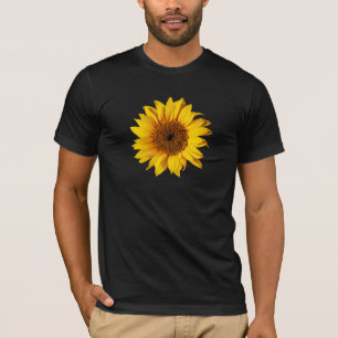 T-shirt Amarelo do girassol no preto - flores
