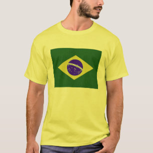 T-shirt amarelo dos homens da bandeira de Brasil