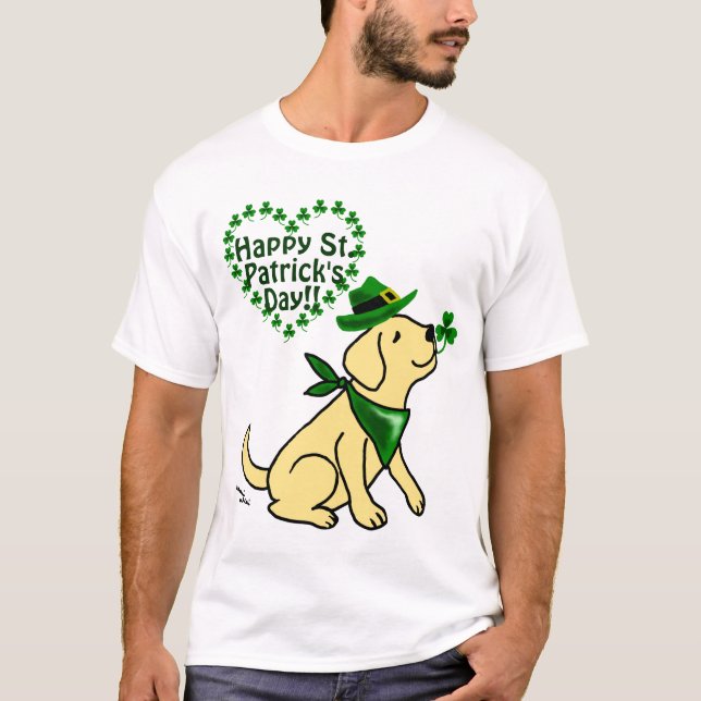 T-shirt Amarelo Labrador do dia de St Patrick (Frente)