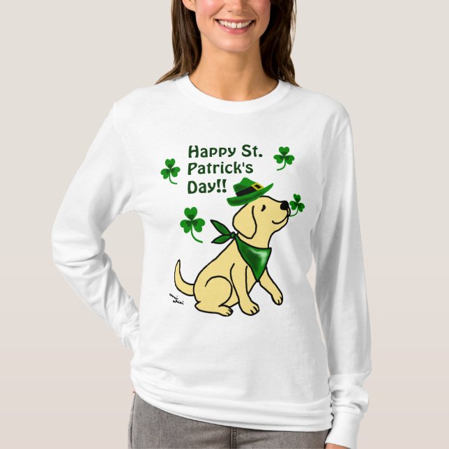 T-shirt Amarelo Labrador do dia de St Patrick (Frente)