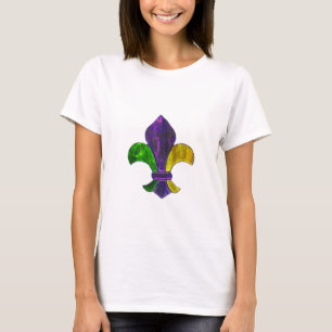T-shirt Amarelo verde roxo da flor de lis do carnaval
