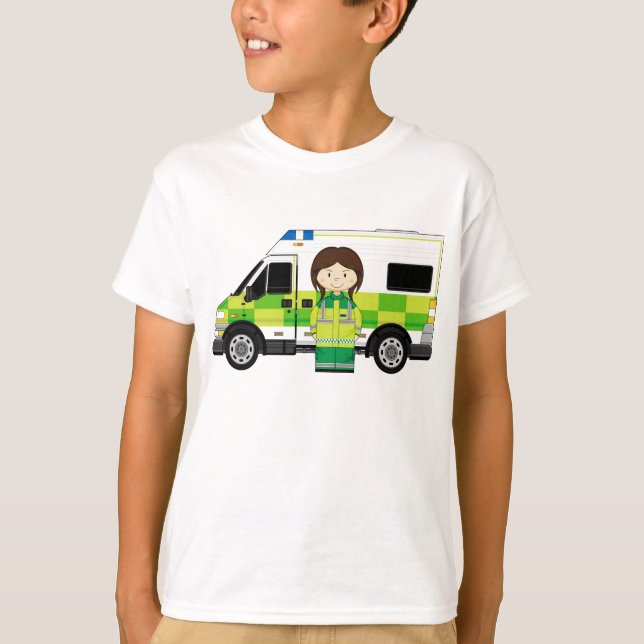 T-shirt Ambulância dos desenhos animados e EMT (Frente)
