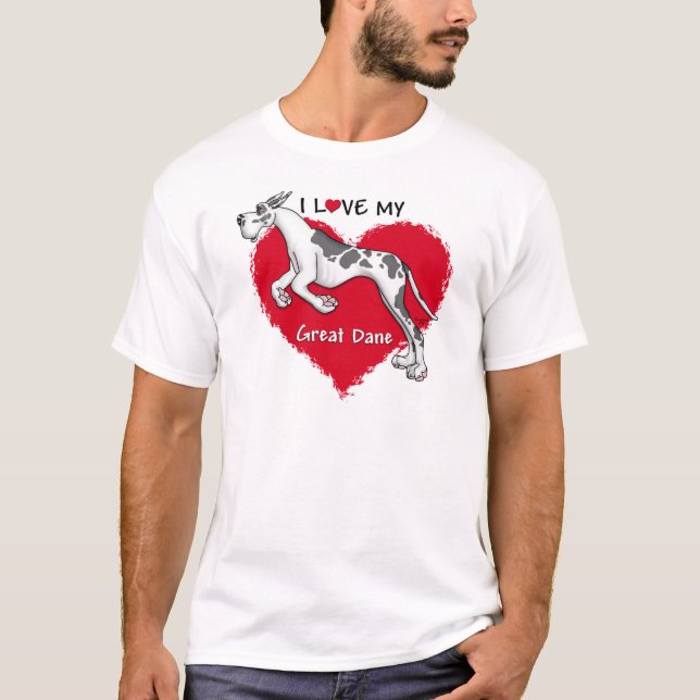 T-shirt Ame o Harlequin Great Dane (Frente)