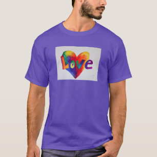 T-shirt Ame Rainbow Heart Inspirational Word Art Shirt