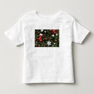 T-shirt America do Norte. Decorações do Natal na árvore