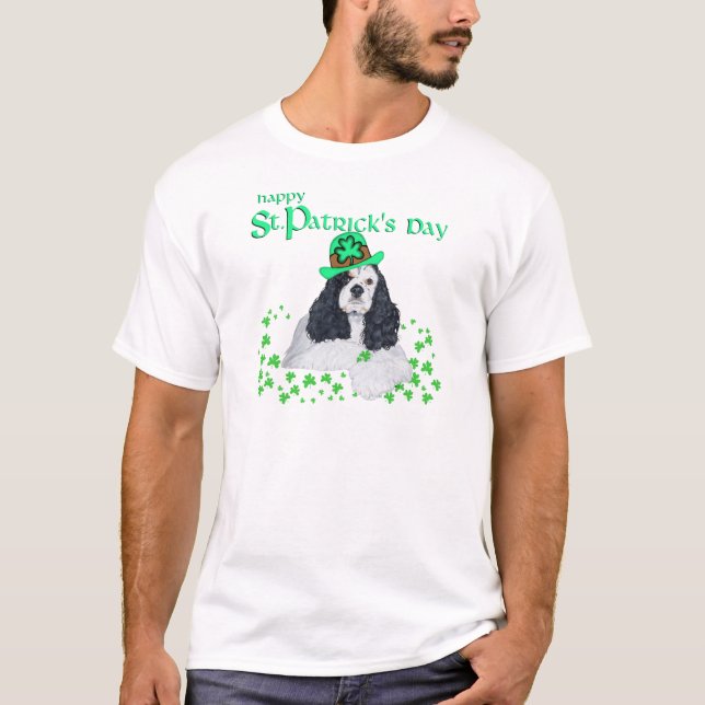 T-shirt American Cocker Spaniel Dia de São Patrício (Frente)